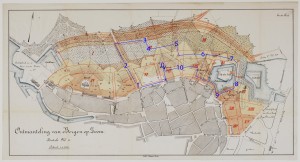 Plantekening van de gebiedsinrichting aan de noordzijde na ontmanteling van de vesting