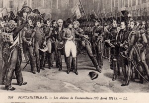 Het afscheid van Napoleon in Parijs op 20 april 1814 na het Verdrag van Fontainebleau