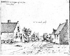 Het dorp Noordgeest omstreeks 1672; tekenaar onbekend