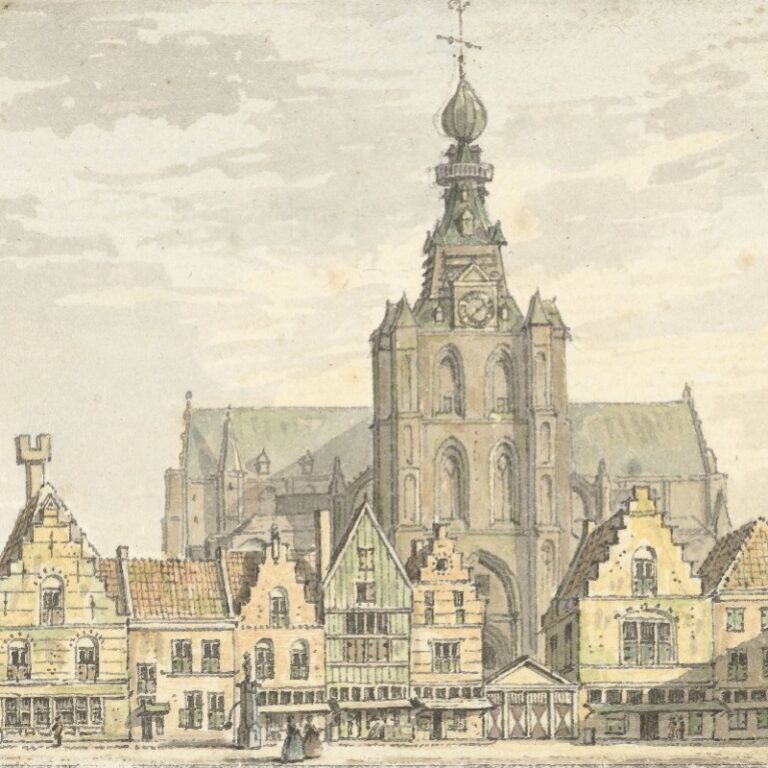 1739 - Kerk en Markt te Bergen op Zoom - Abraham de Haen (vierkant)
