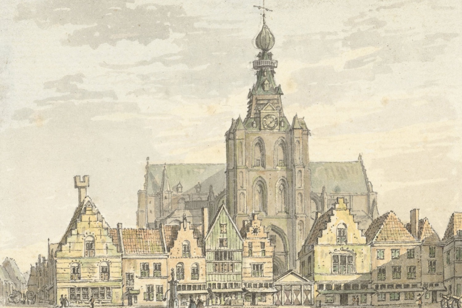 1739 - Kerk en Markt te Bergen op Zoom - Abraham de Haen (Rijksmuseum)