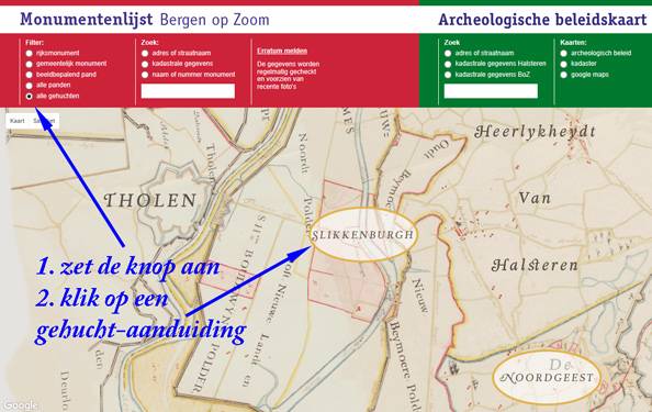 De website monumentenboz heeft nog meer voor u in petto. Zet de knop 'alle gehuchten' aan om deze kaart tevoorschijn te halen